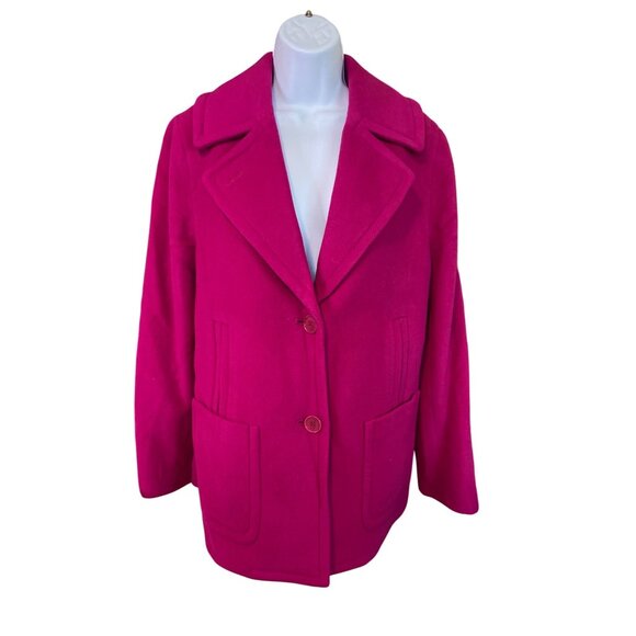 Talbots Wool Blend Coat 10 Pink Button Front Peacoat Lined Corpcore - Picture 1 of 9